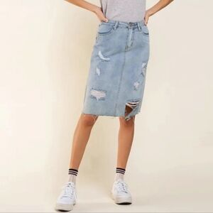 Pol distressed denim cropped skirt size small